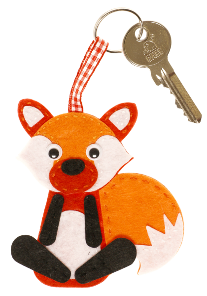 Filz- Schlüsselanhänger, Fuchs und Waschbär, 2er Set