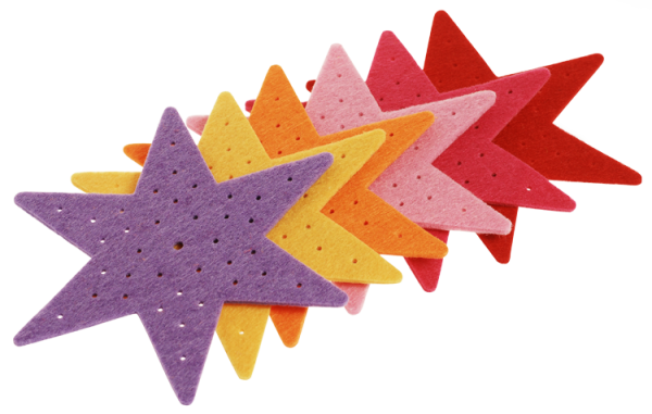 Filzanhänger "Stickstern", 6er Set