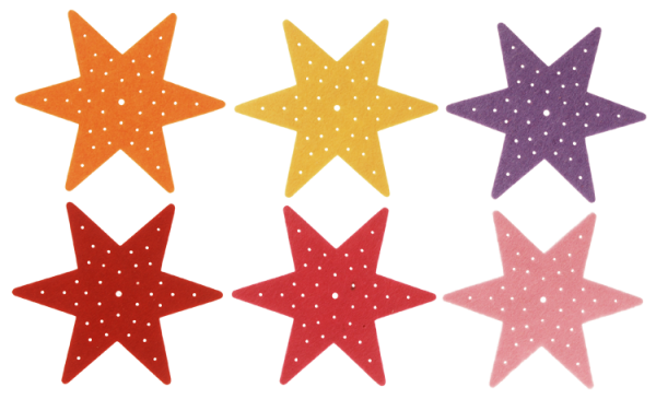 Filzanhänger "Stickstern", 6er Set