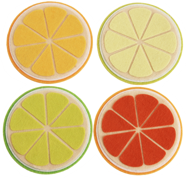 SUNNYSUE - DIY-Filzuntersetzer "Zitrusfrüchte", 4er Set