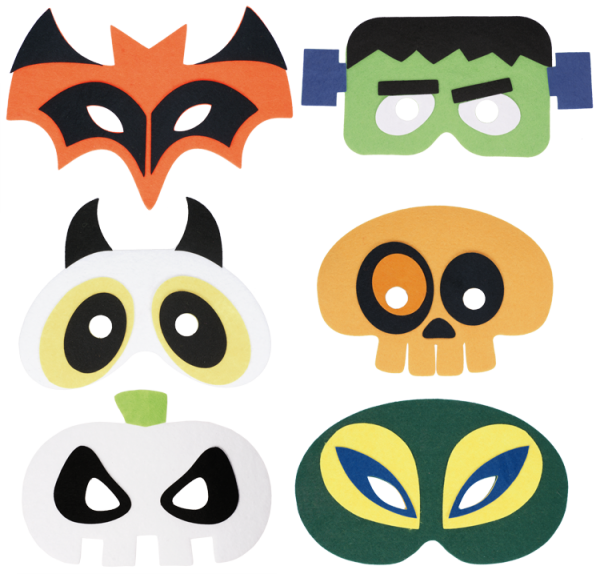 SUNNYSUE - Bastelset Filzmasken für Halloween, Fasching oder Kinderparty, 6er Set
