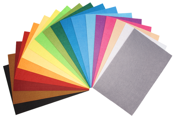SUNNYSUE - Bastelbögen Filz, 18 Farben, 20 x 30cm,  54-tlg.