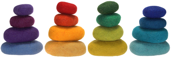 Regenbogen Flußsteine Filz, 16-tlg.