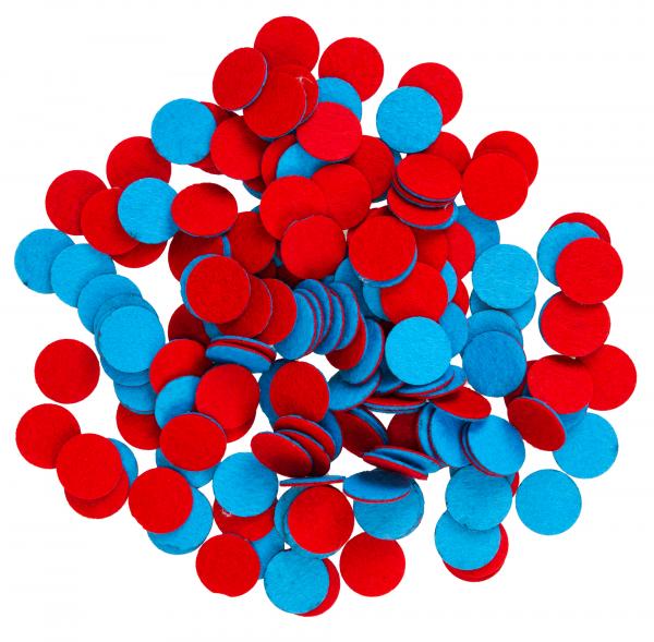 Filz Wendeplättchen rot-blau 100 Stück