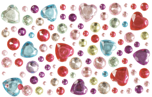SUNNYSUE - Glitzersteine zum Aufkleben "Herzen in pastell", 105tlg.