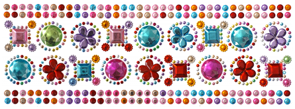 Glitzersticker "Edelsteine" (18 Edelsteine, 2 Bordüren)