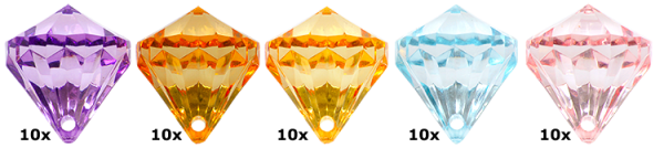 Acryl-Diamanten bunt, 50 Stück