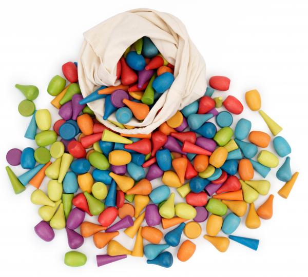 Loose Parts Regenbogen-Legeteile, 256-tlg.
