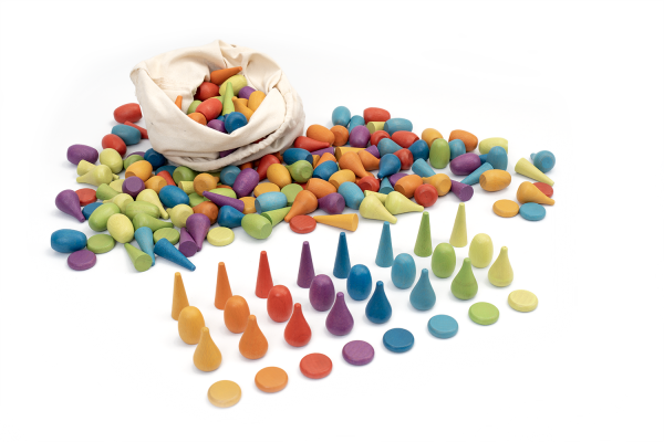 Loose Parts Regenbogen-Legeteile, 256-tlg.