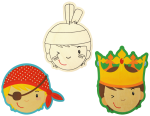 SUNNYSUE - Kinderschilder König, Pirat und Indianer, 3er Set