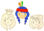 SUNNYSUE - Kinderschilder Prinzessin, Indianerin und Blumenkind, 3er Set